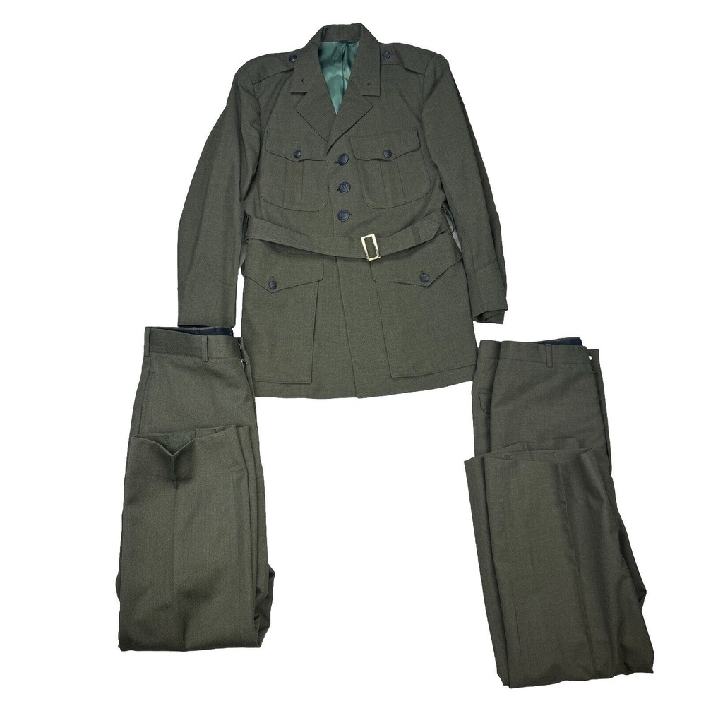 Vtg 70s Vietnam War Era Uniform‎ Mens Wool Blend Tropical Military Coat Trouser